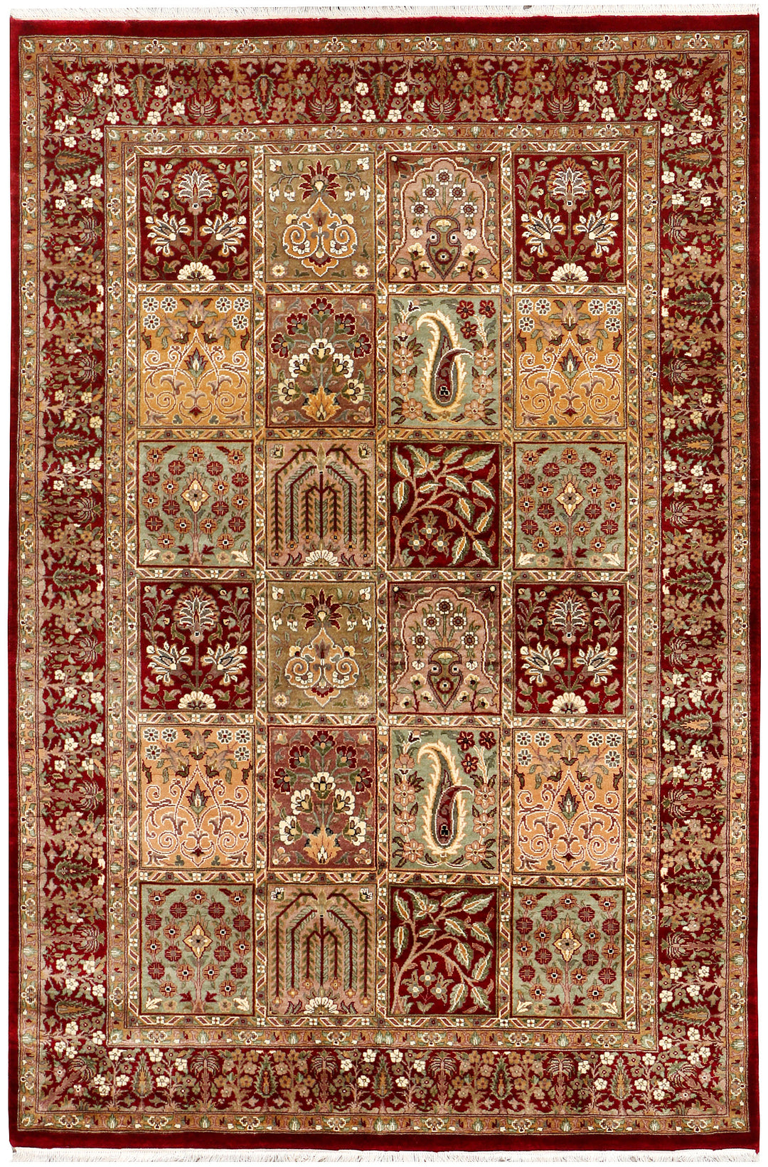 Maroon Pakistani Bakhtiar Rug 4' x 6' 1 Hand-Knotted