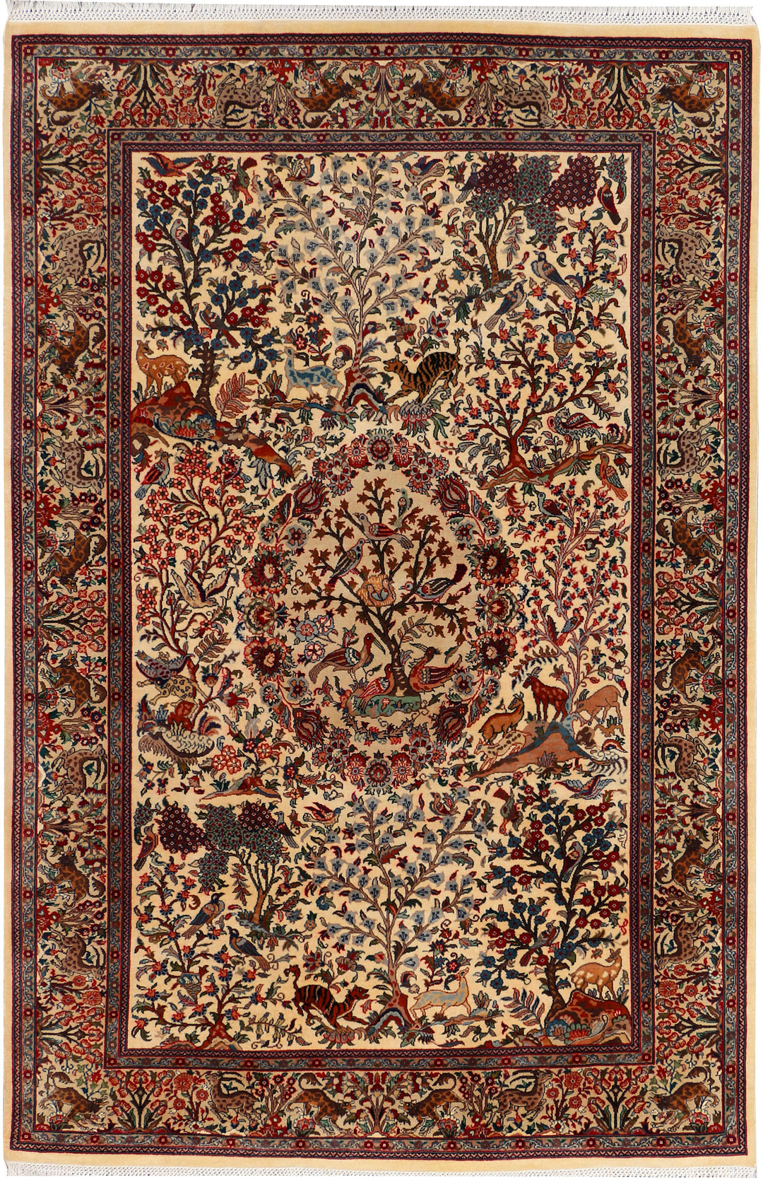 Navajo White Hunting 4' 6 x 6' 11 - No. 37692 - ALRUG Rug Store