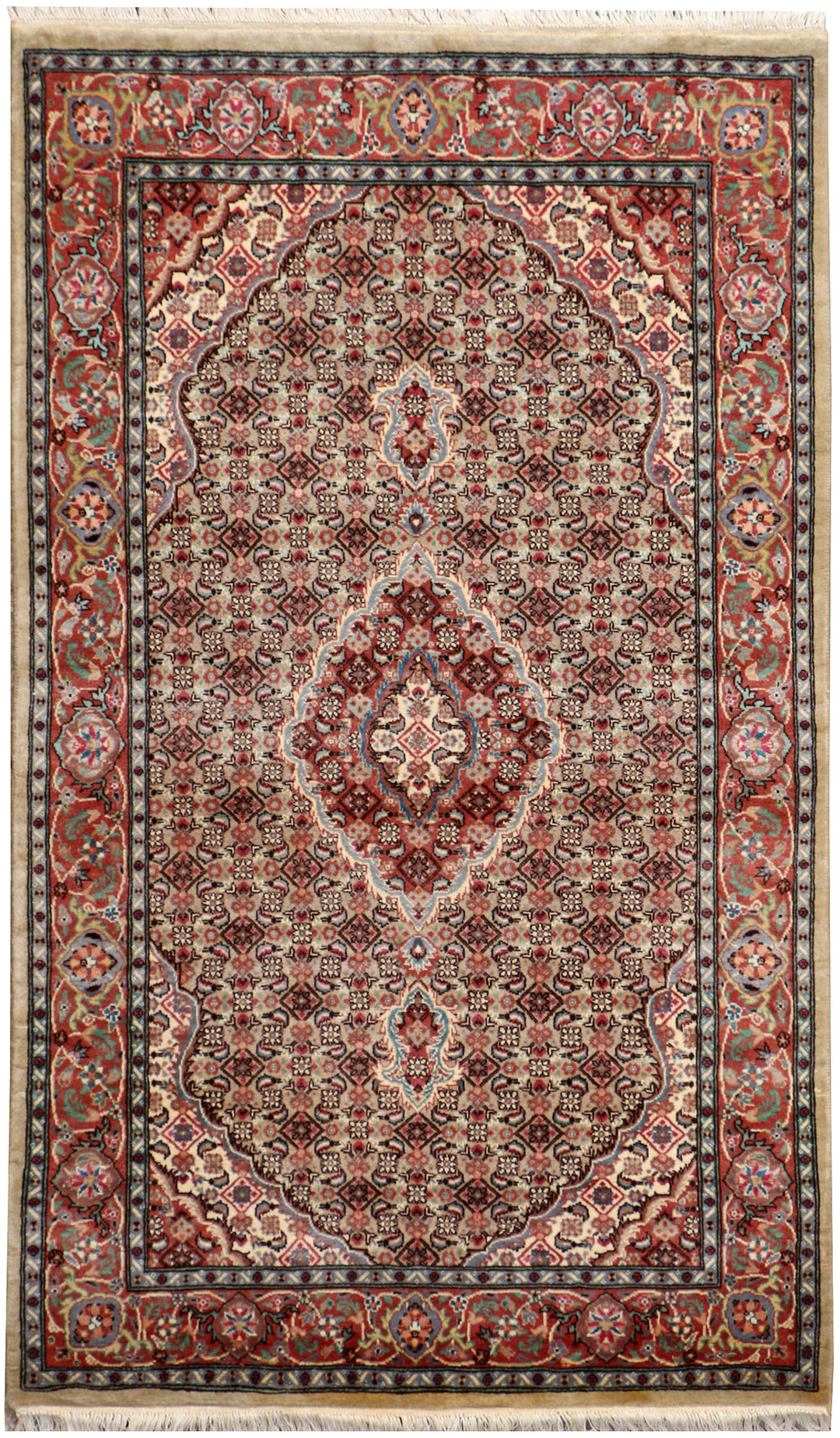 Tan Bidjar Rug 3' 1" x 4' 11" Hand-Knotted