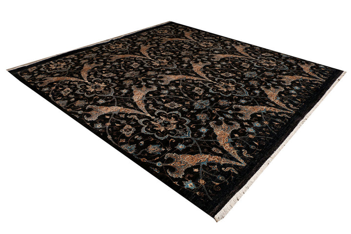 Black Ikat 9' 1 x 9' 3 - No. 37780 - ALRUG Rug Store