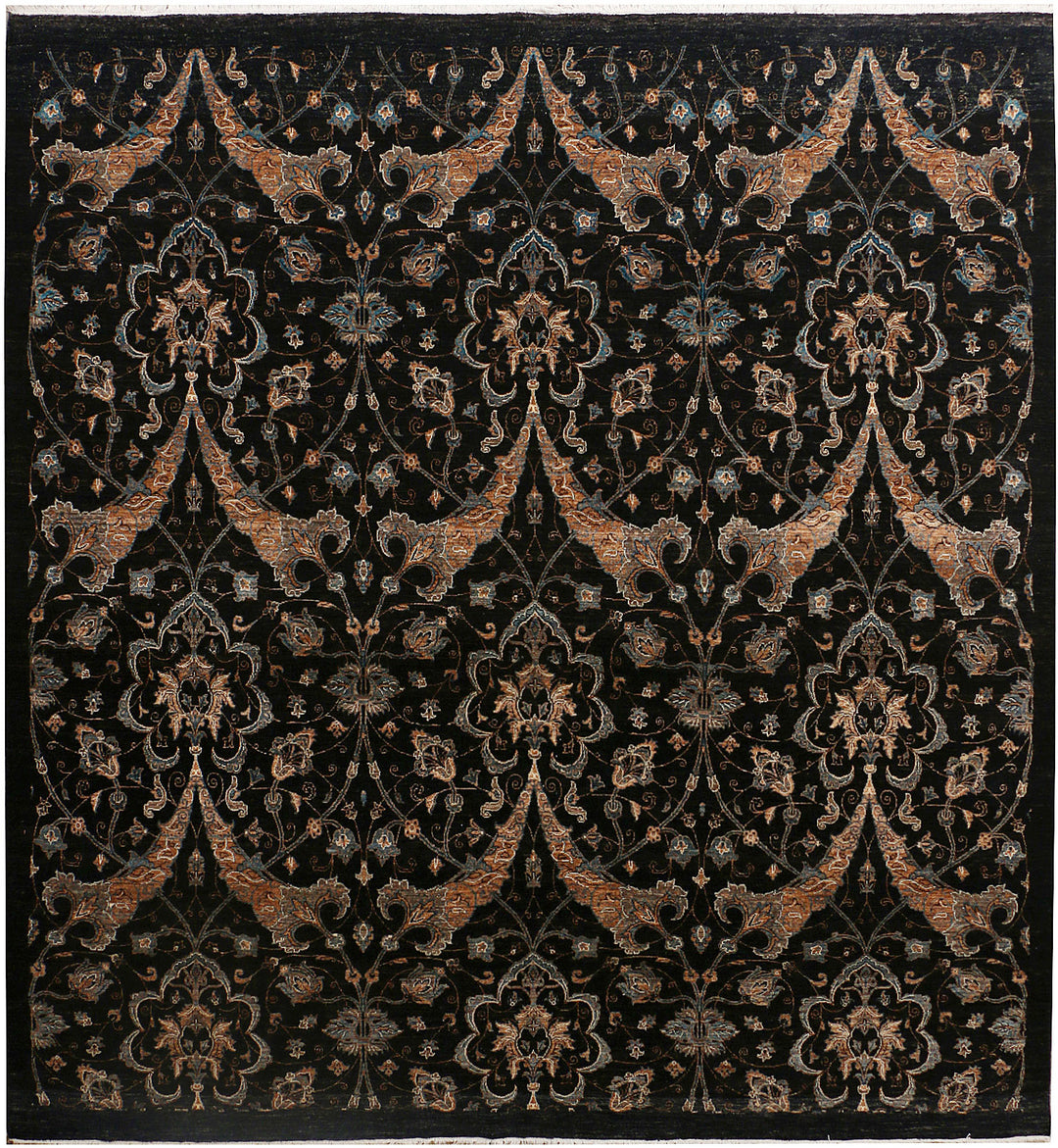 Black Ikat 9' 1 x 9' 3 - No. 37780 - ALRUG Rug Store