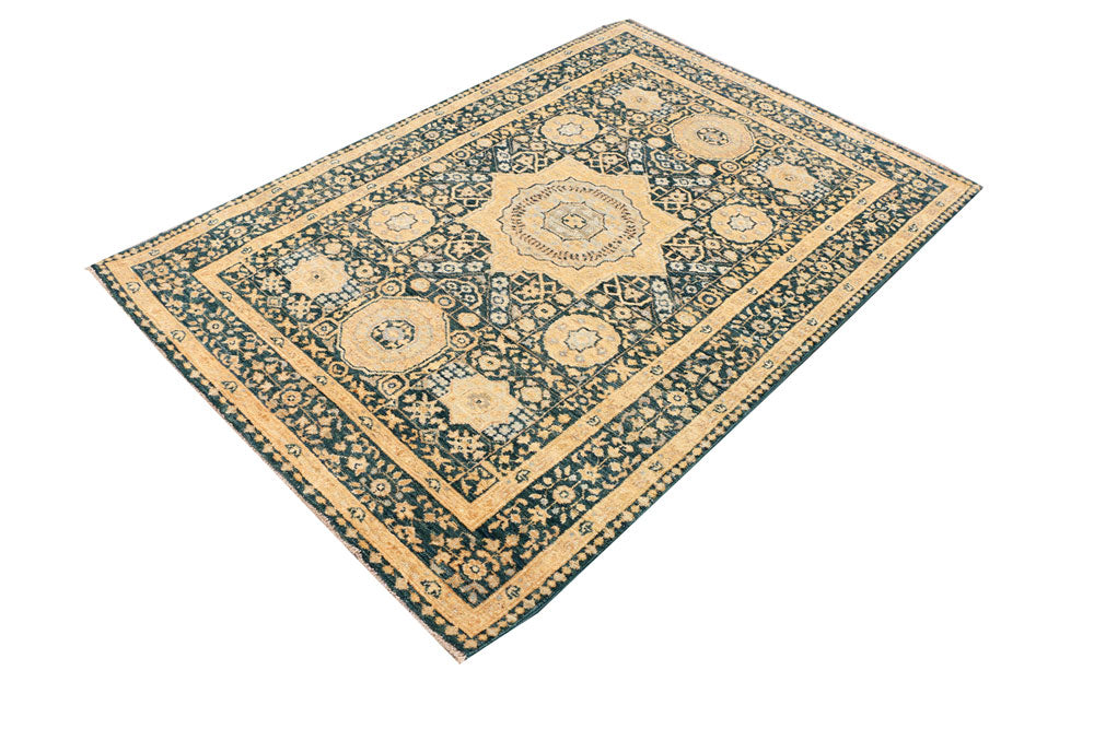 Cadet Blue Mamluk 4' 1 x 5' 11 - No. 37857 - ALRUG Rug Store