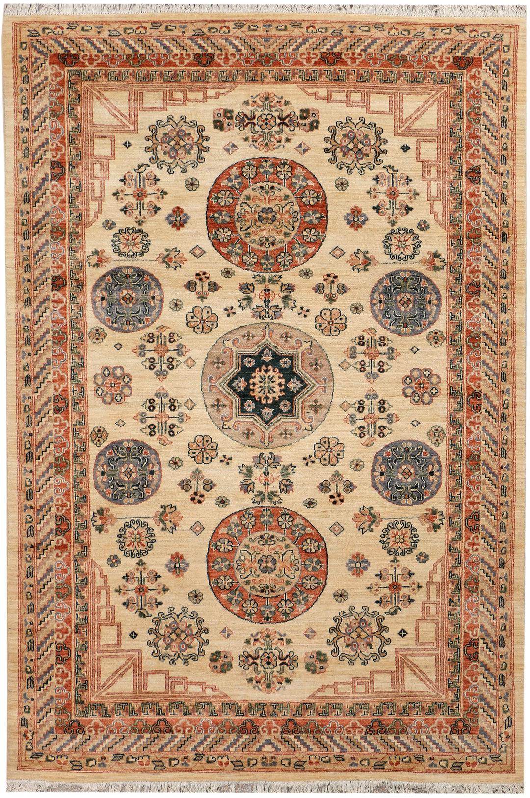 Navajo White Khotan 6' x 9' - No. 37938 - ALRUG Rug Store