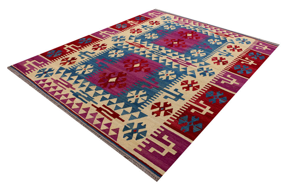 Multi Colored Kilim 7' 1 x 8' 5 - No. 39520 - ALRUG Rug Store