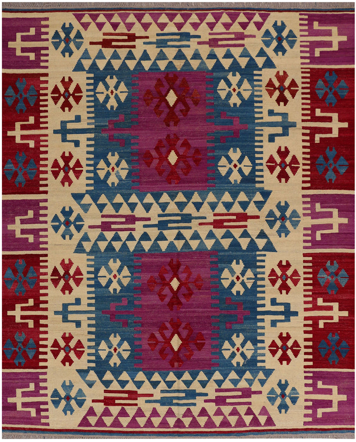 Multi Colored Kilim 7' 1 x 8' 5 - No. 39520 - ALRUG Rug Store