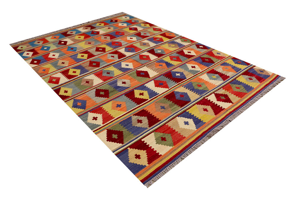 Multi Colored Kilim 6' 9 x 9' 9 - No. 39527 - ALRUG Rug Store
