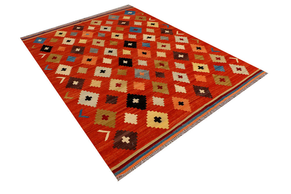 Orange Red Kilim 5' 10 x 7' 9 - No. 39532 - ALRUG Rug Store