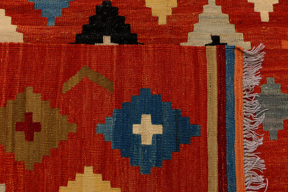 Orange Red Kilim 5' 10 x 7' 9 - No. 39532 - ALRUG Rug Store