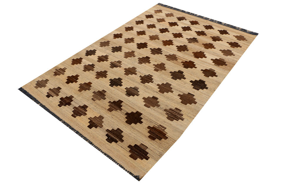 Tan Kilim 4' 6 x 6' 5 - No. 39534 - ALRUG Rug Store
