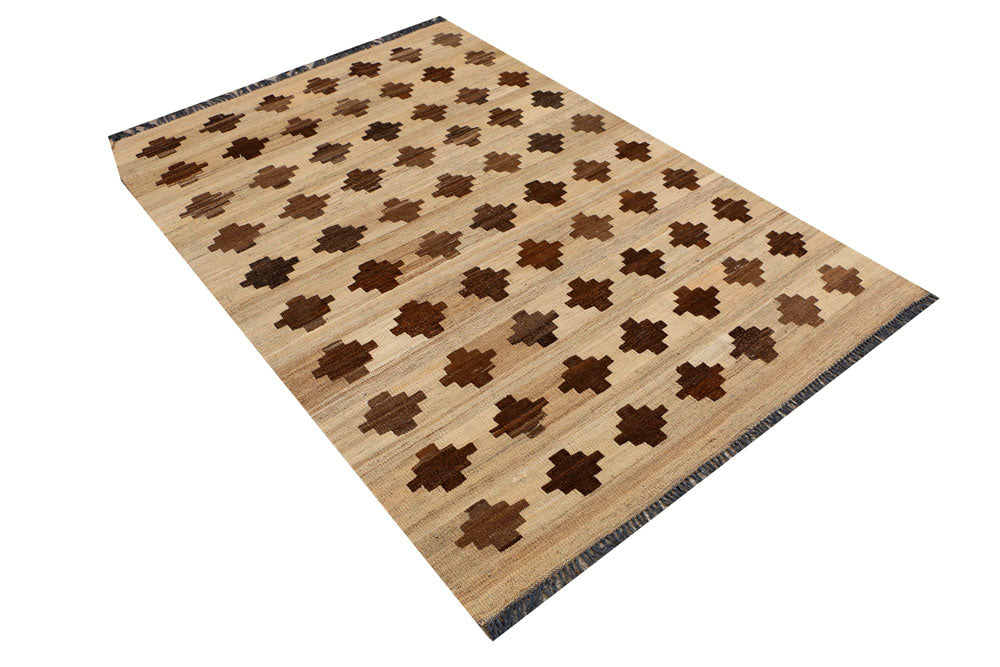 Tan Kilim 4' 6 x 6' 5 - No. 39534 - ALRUG Rug Store