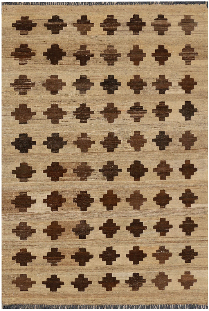 Tan Kilim 4' 6 x 6' 5 - No. 39534 - ALRUG Rug Store