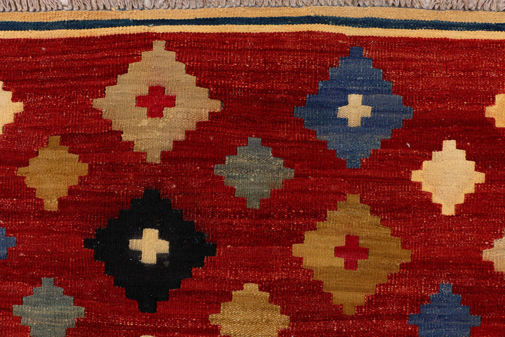 Dark Red Kilim 4' 2 x 6' 6 - No. 39537 - ALRUG Rug Store