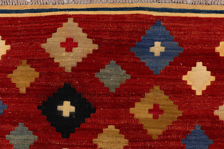 Dark Red Kilim 4' 2 x 6' 6 - No. 39537 - ALRUG Rug Store