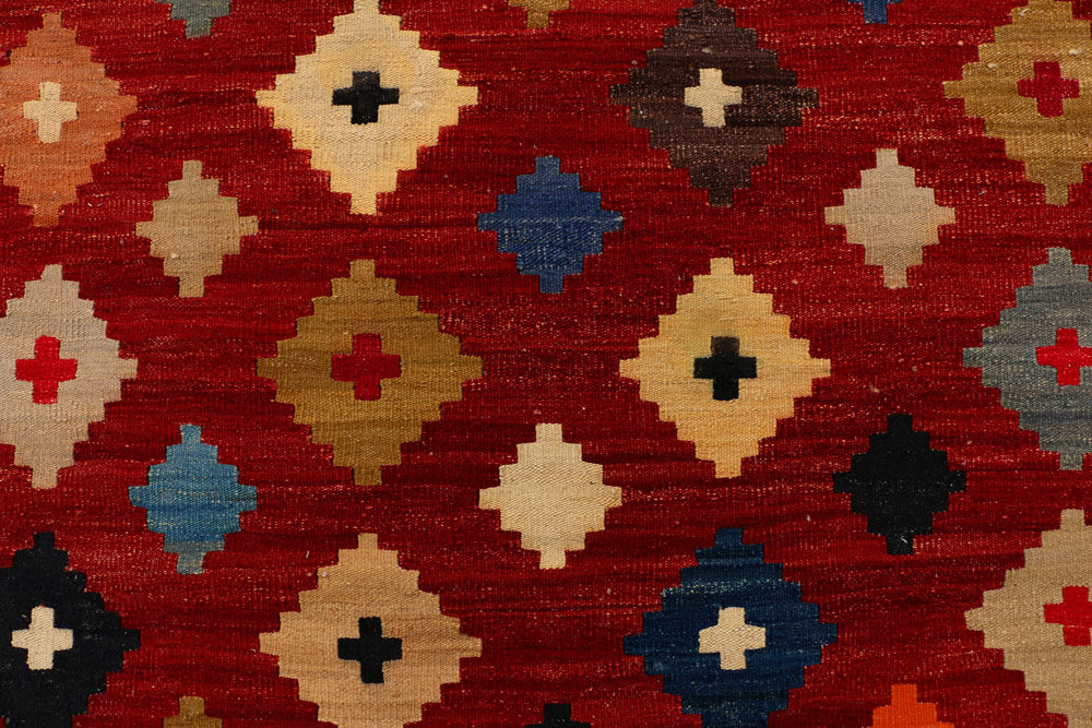 Dark Red Kilim 4' 2 x 6' 6 - No. 39537 - ALRUG Rug Store