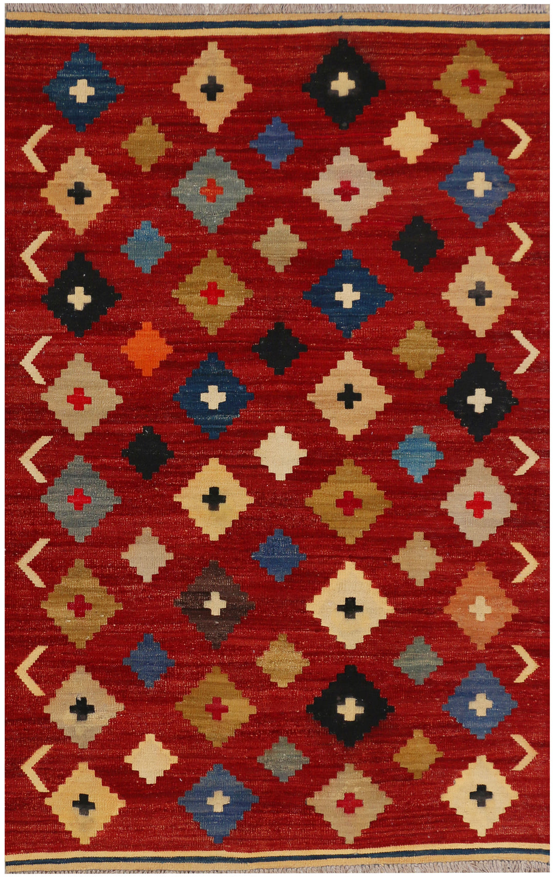 Dark Red Kilim 4' 2 x 6' 6 - No. 39537 - ALRUG Rug Store