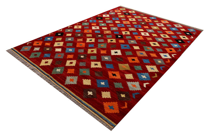 Maroon Kilim 6' 10 x 9' 9 - No. 39543 - ALRUG Rug Store