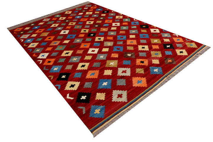 Maroon Kilim 6' 10 x 9' 9 - No. 39543 - ALRUG Rug Store