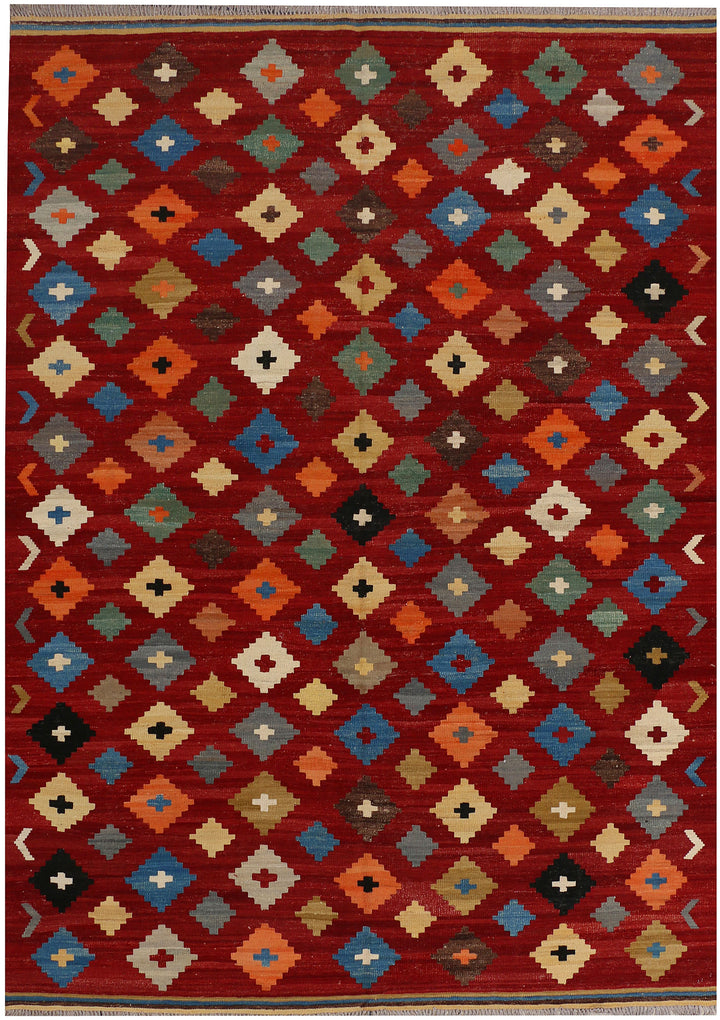 Maroon Kilim 6' 10 x 9' 9 - No. 39543 - ALRUG Rug Store