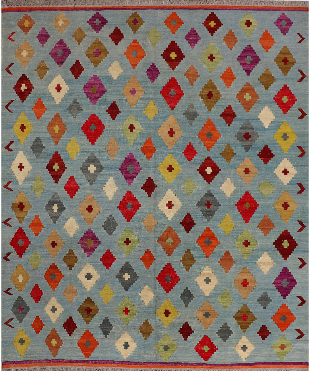 Light Slate Grey Kilim 8' 6 x 9' 11 - No. 39544 - ALRUG Rug Store