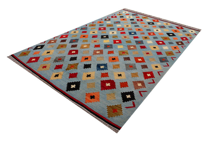 Light Slate Grey Kilim 6' 8 x 9' 10 - No. 39547 - ALRUG Rug Store