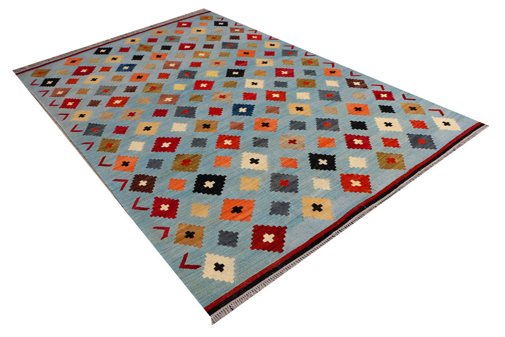 Light Slate Grey Kilim 6' 8 x 9' 10 - No. 39547 - ALRUG Rug Store