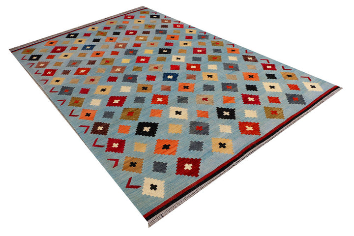 Light Slate Grey Kilim 6' 8 x 9' 10 - No. 39547 - ALRUG Rug Store