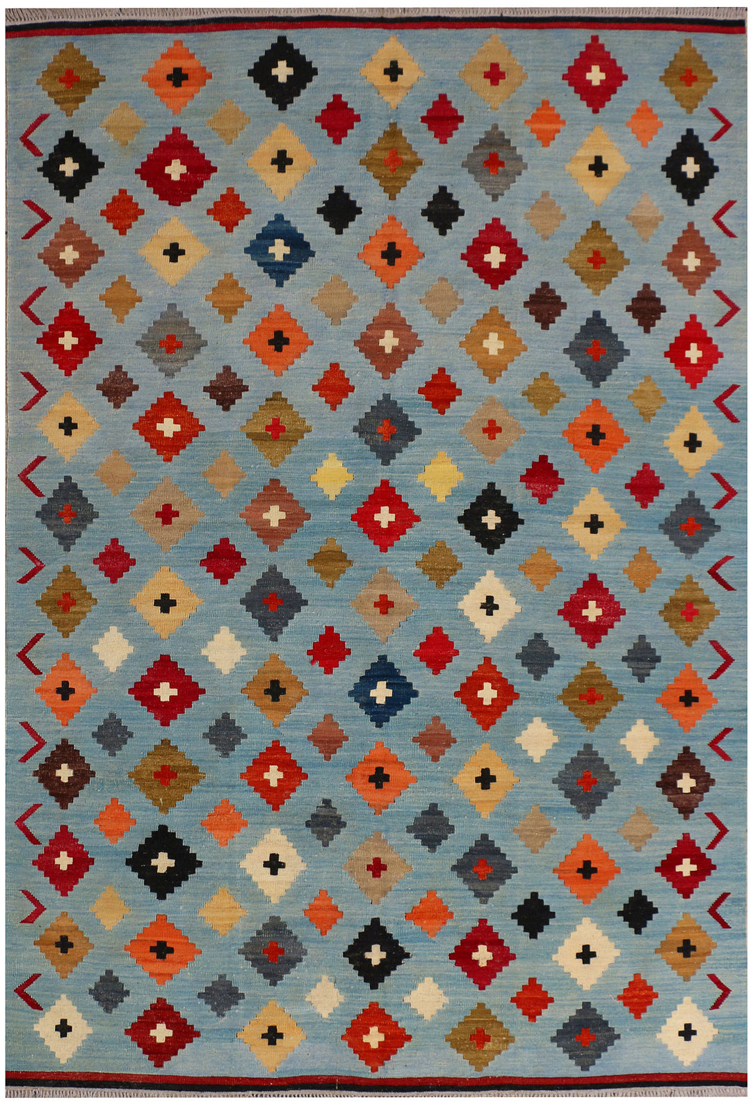 Light Slate Grey Kilim 6' 8 x 9' 10 - No. 39547 - ALRUG Rug Store