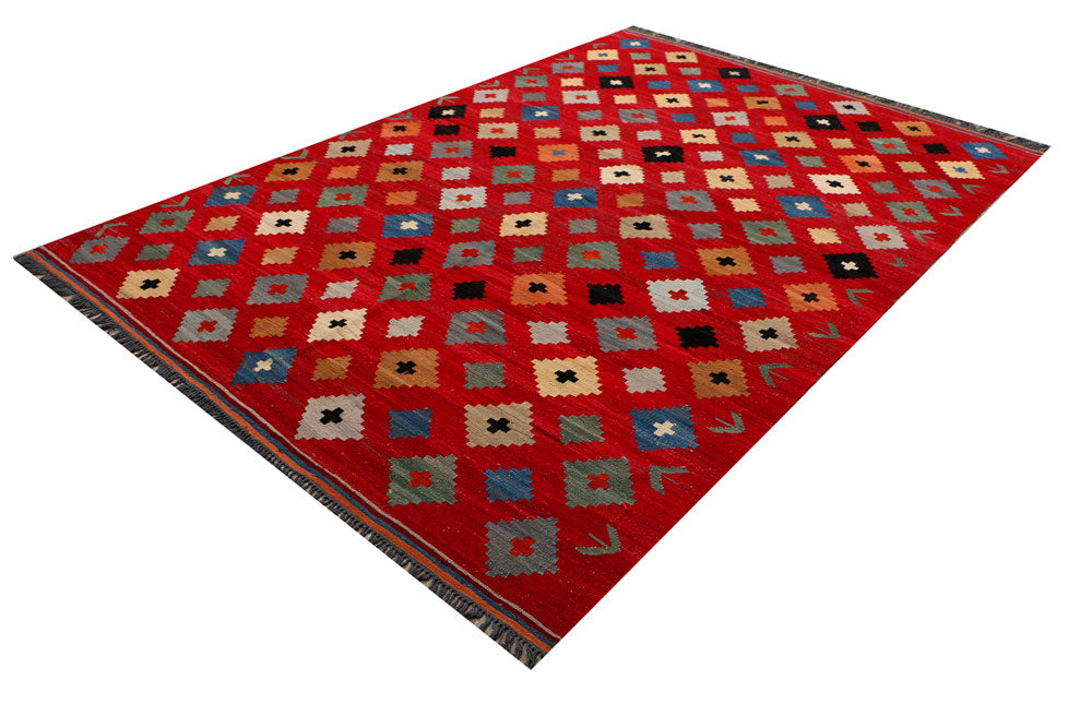 Firebrick Kilim 6' 8 x 9' 11 - No. 39548 - ALRUG Rug Store