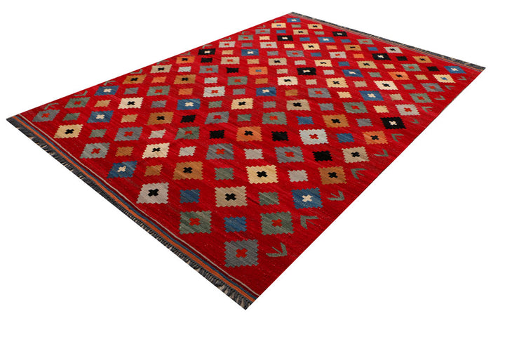 Firebrick Kilim 6' 8 x 9' 11 - No. 39548 - ALRUG Rug Store
