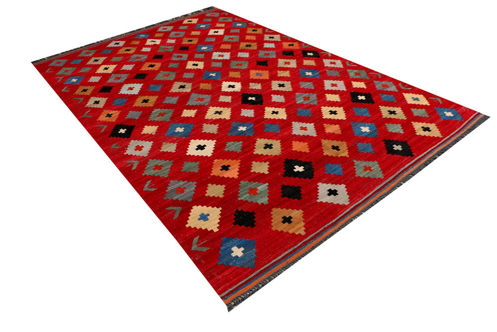 Firebrick Kilim 6' 8 x 9' 11 - No. 39548 - ALRUG Rug Store