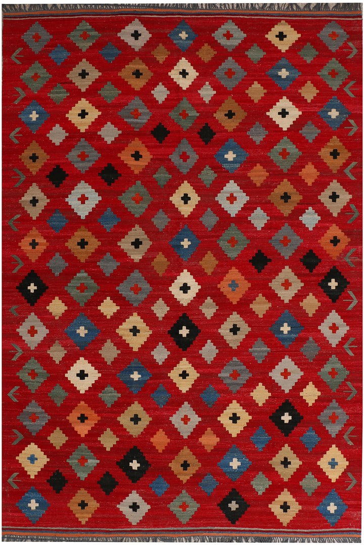 Firebrick Kilim 6' 8 x 9' 11 - No. 39548 - ALRUG Rug Store