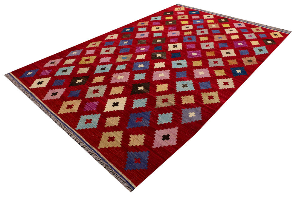 Maroon Kilim 6' 8 x 10' 2 - No. 39552 - ALRUG Rug Store