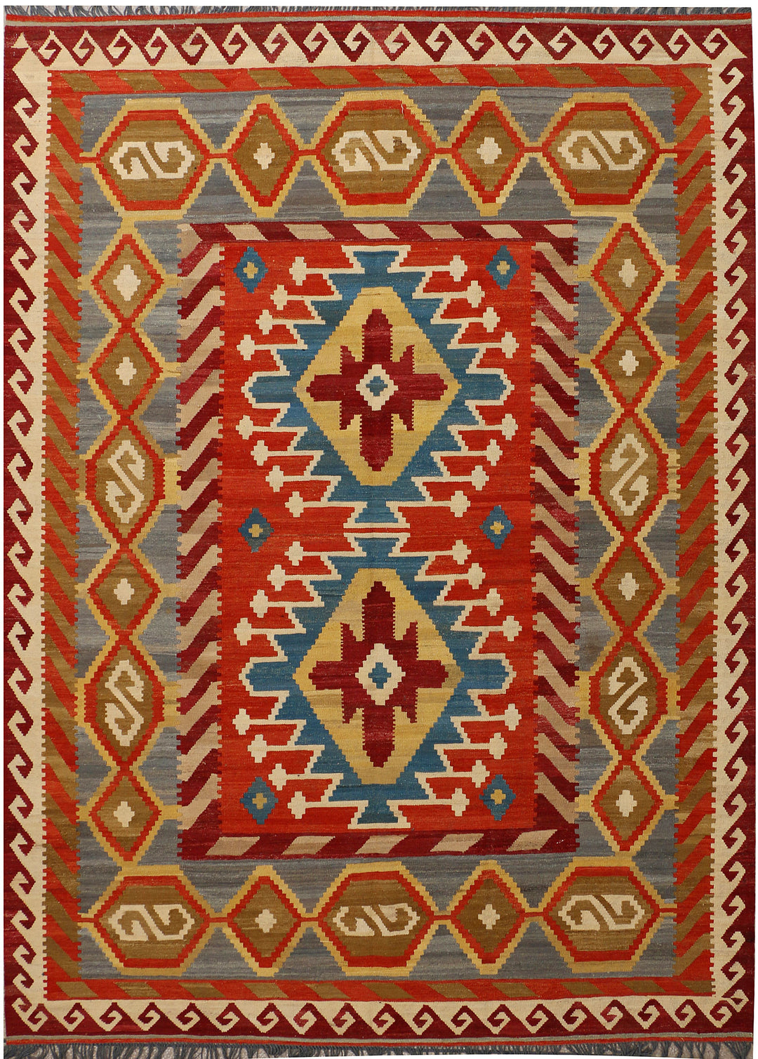 Multi Colored Kilim 6' 11 x 9' 9 - No. 39554 - ALRUG Rug Store