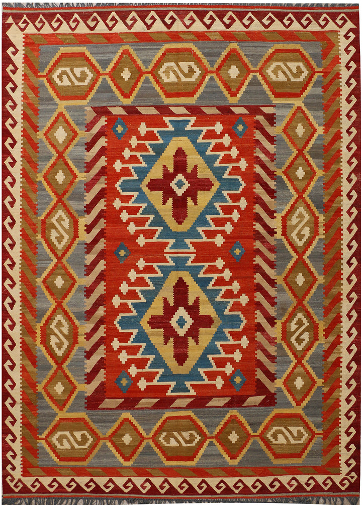 Multi Colored Kilim 6' 11 x 9' 9 - No. 39554 - ALRUG Rug Store