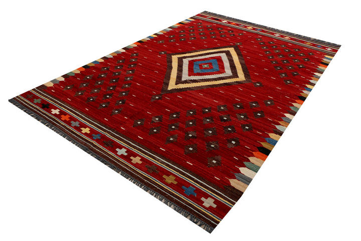 Firebrick Kilim 6' 10 x 10' - No. 39555 - ALRUG Rug Store