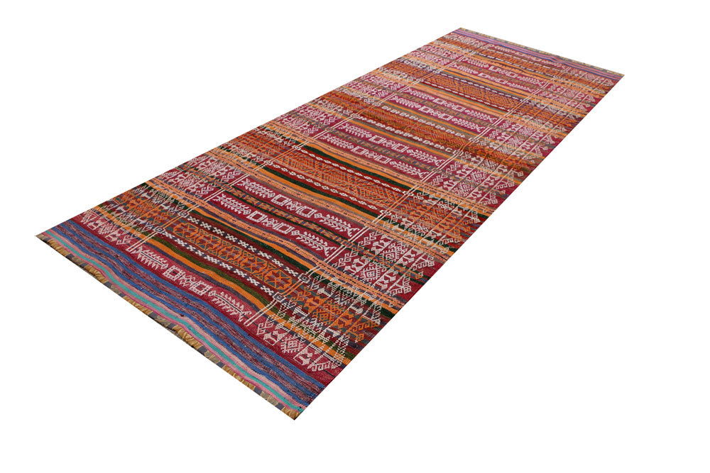 Multi Colored Kilim 4' 2 x 10' 4 - No. 39562 - ALRUG Rug Store
