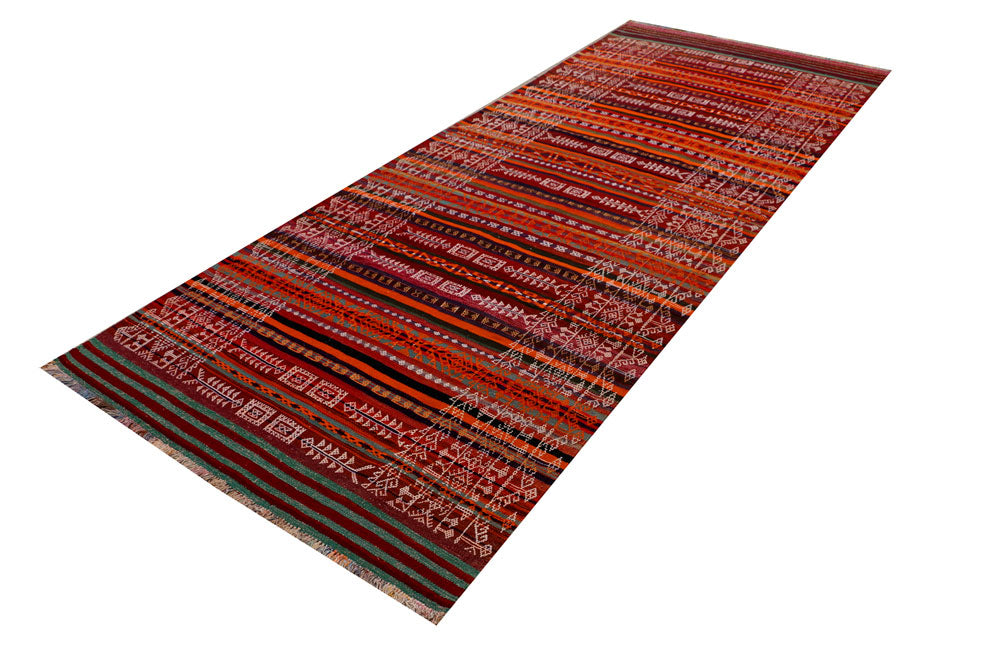 Multi Colored Kilim 4' 2 x 11' 1 - No. 39563 - ALRUG Rug Store