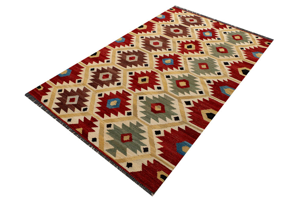 Multi Colored Kilim 4' 4 x 6' 9 - No. 39579 - ALRUG Rug Store