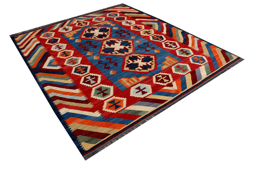 Multi Colored Kilim 7' 1 x 8' 2 - No. 39589 - ALRUG Rug Store