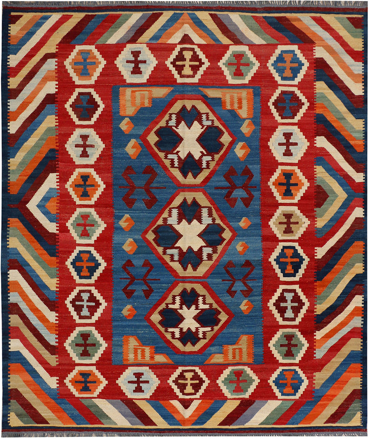 Multi Colored Kilim 7' 1 x 8' 2 - No. 39589 - ALRUG Rug Store