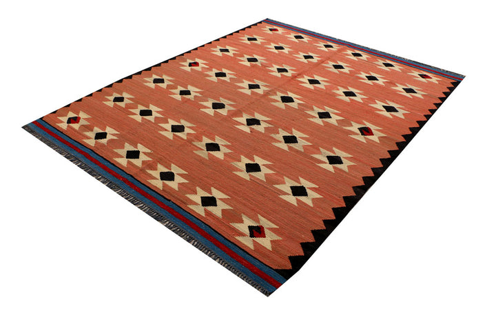 Dark Salmon Kilim 6' 4 x 8' 1 - No. 39592 - ALRUG Rug Store