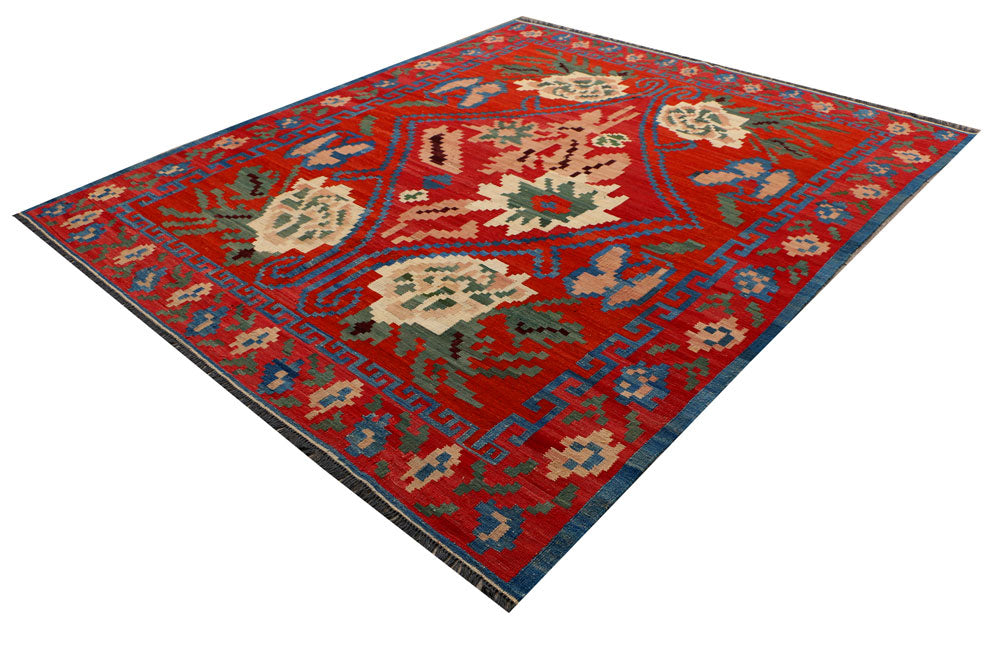 Firebrick Kilim 8' 3 x 9' 9 - No. 39593 - ALRUG Rug Store