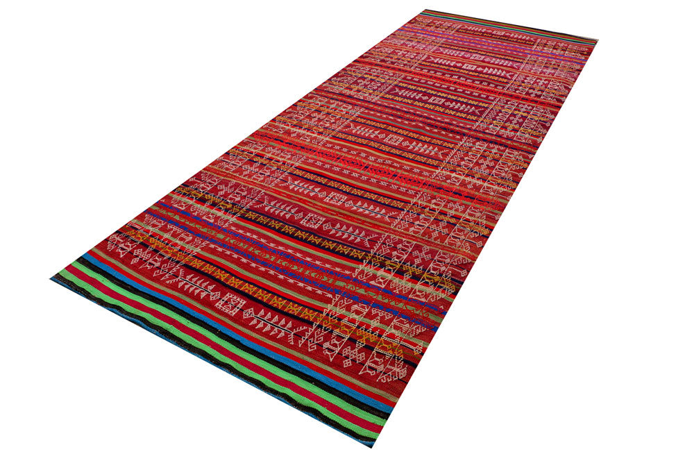 Multi Colored Kilim 4' 2 x 10' 10 - No. 39599 - ALRUG Rug Store