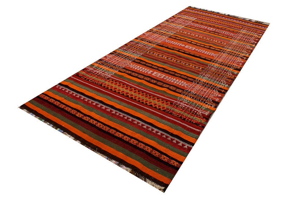Multi Colored Kilim 4' 6 x 11' 1 - No. 39600 - ALRUG Rug Store