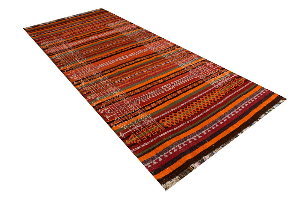 Multi Colored Kilim 4' 6 x 11' 1 - No. 39600 - ALRUG Rug Store