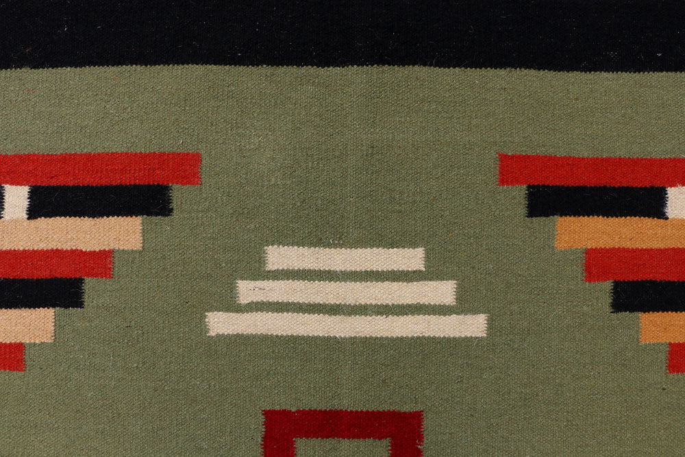 Dark Olive Green Kilim 4' 1 x 6' - No. 39618 - ALRUG Rug Store