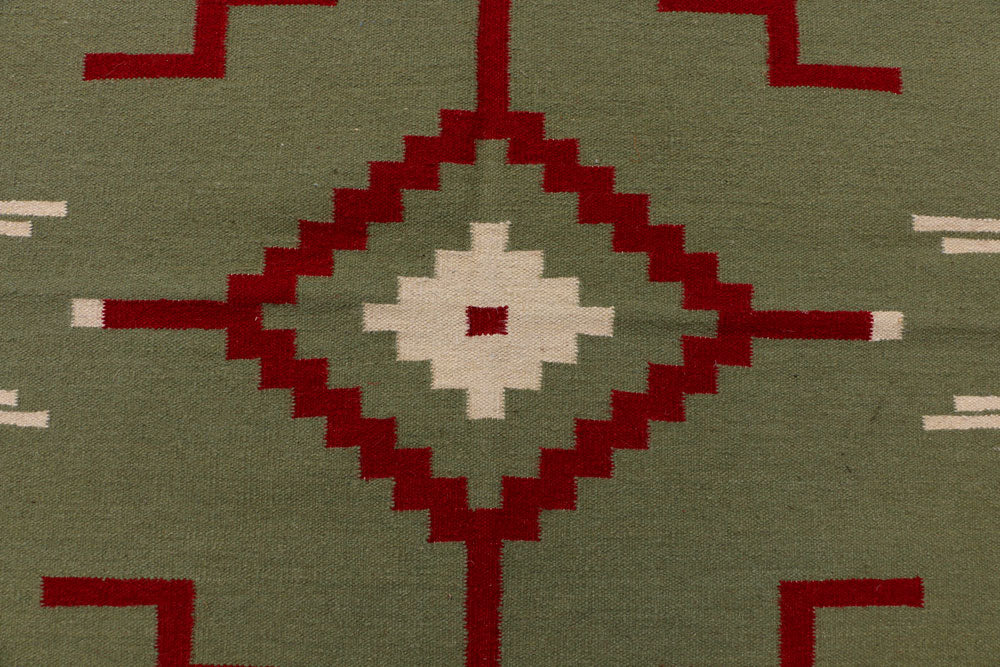 Dark Olive Green Kilim 4' 1 x 6' - No. 39618 - ALRUG Rug Store