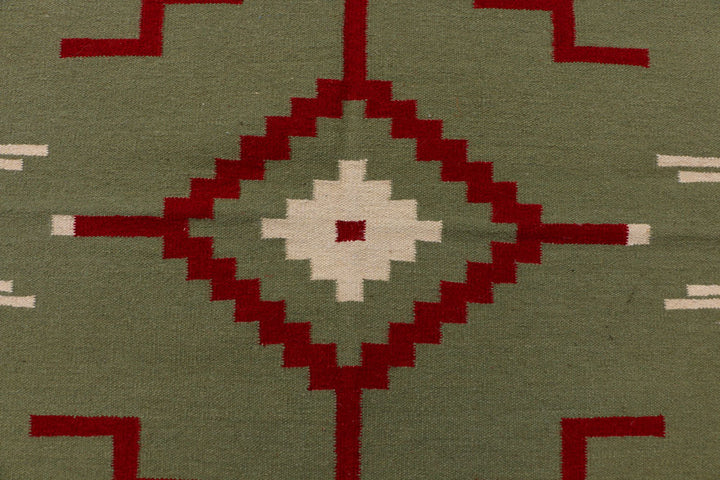 Dark Olive Green Kilim 4' 1 x 6' - No. 39618 - ALRUG Rug Store