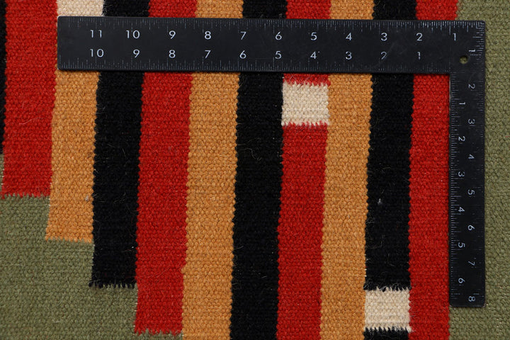 Dark Olive Green Kilim 4' 1 x 6' - No. 39618 - ALRUG Rug Store