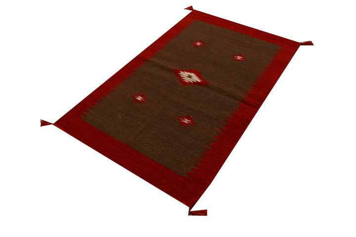 Saddle Brown Kilim 2' 6 x 4' - No. 39622 - ALRUG Rug Store